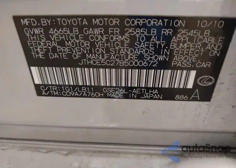 2011 Lexus Is 350 z USA, uszkodzony, nr VIN JTHCE5C27B5000672